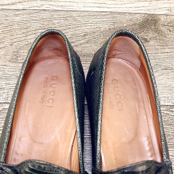 $ 1350 Genuine Lizard GUCCI Loafers 11.5 D Orig Box Orig Trees * add $26 Reptan - Picture 9 of 16